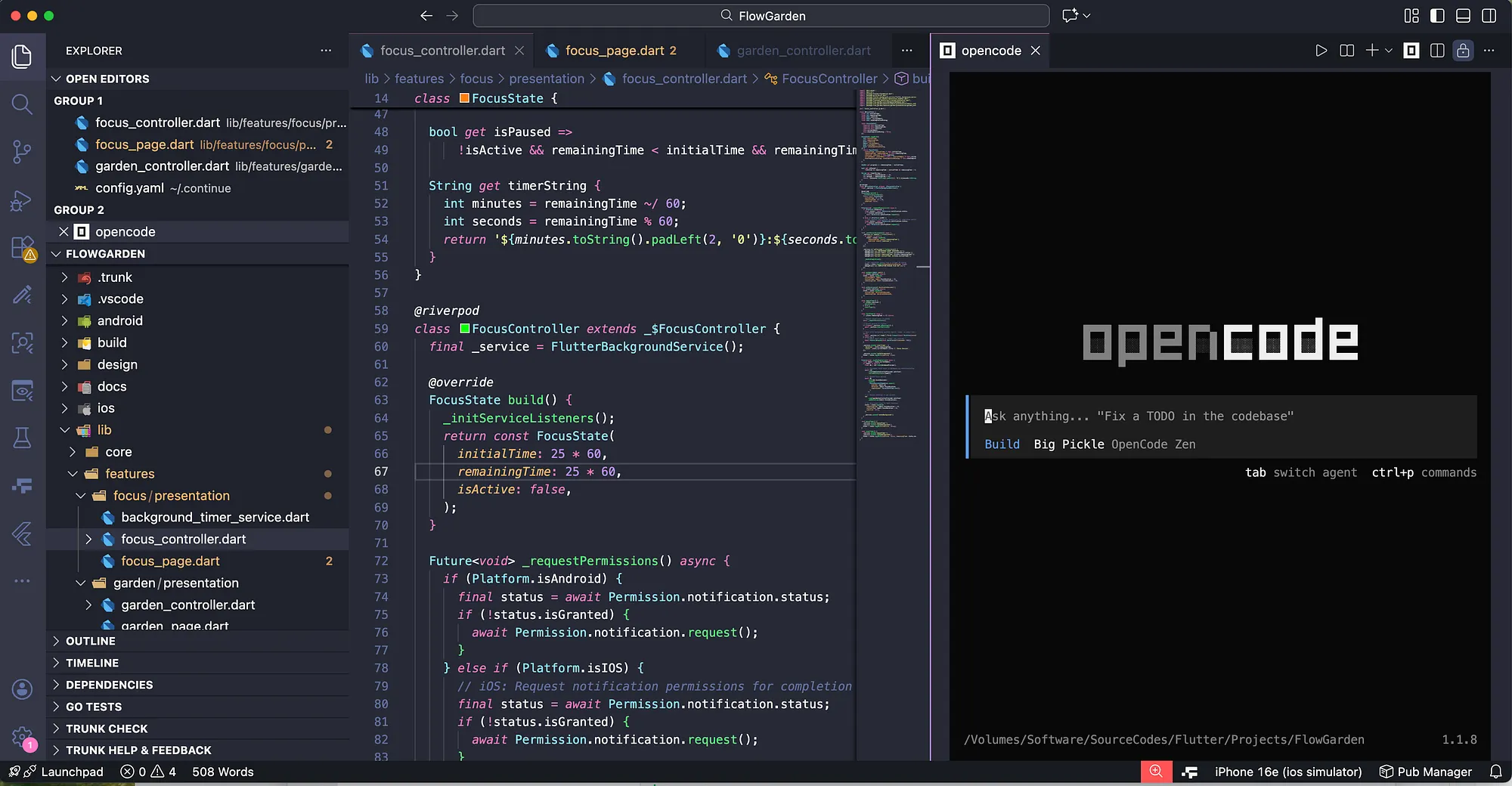OpenCode CLI running inside VS Code