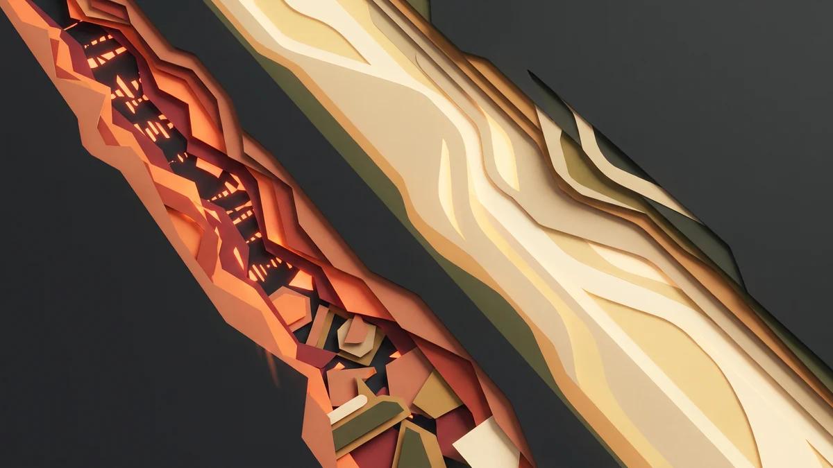 Abstract illustration of a single congested channel being starved while a wide parallel channel flows freely, warm earth tones on dark charcoal